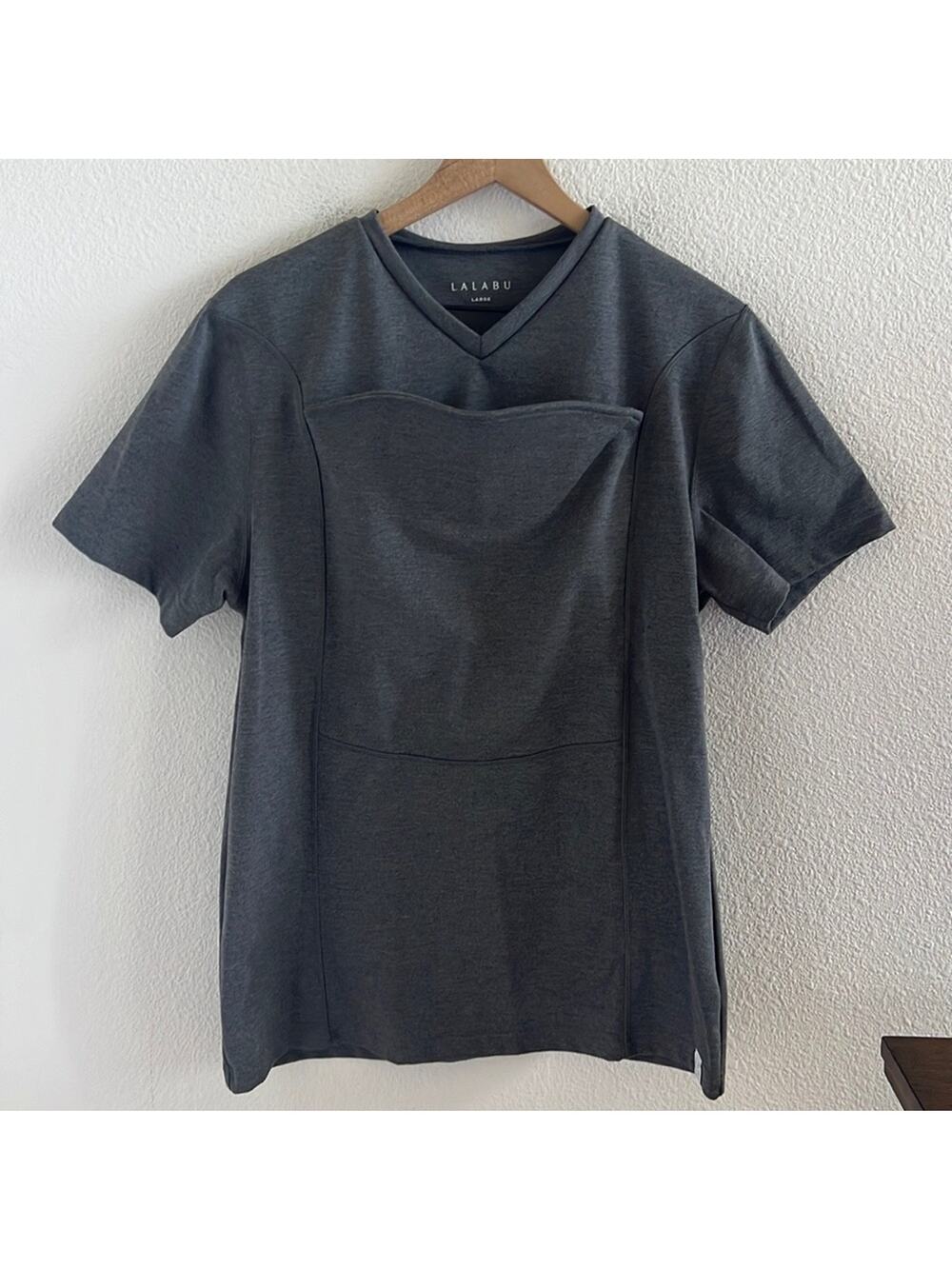 Lalabu Dad Shirt Gray Soothe Shirt Baby Wearing Carrier Top Kangaroo Large